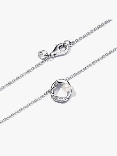 Organically Shaped Pavé Circle & Treated Freshwater Cultured Pearl Collier Necklace