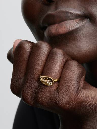Small Stone-Set Oval Signet Ring