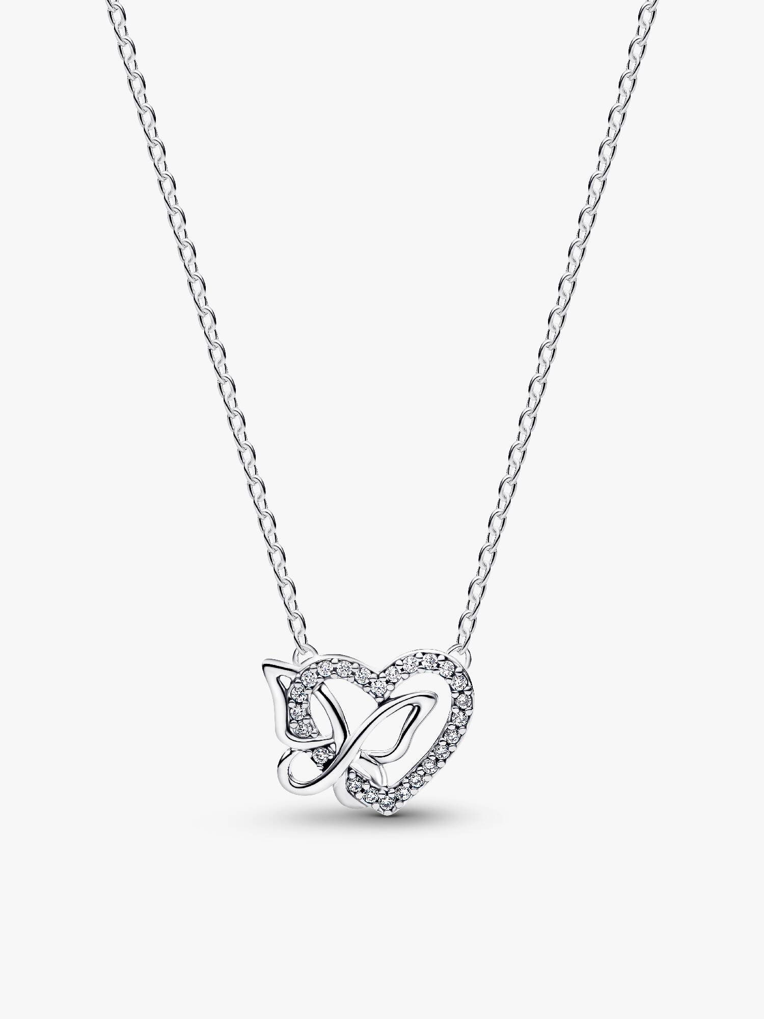 Entwined Heart & Butterfly Pendant Necklace