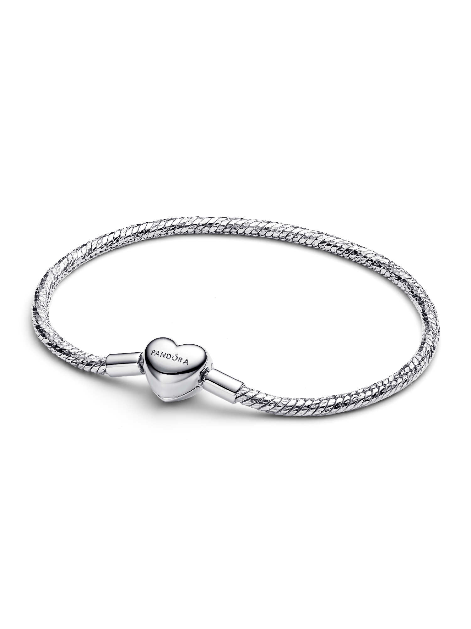 Heart Clasp Faceted Snake Chain Bracelet | Sterling silver
