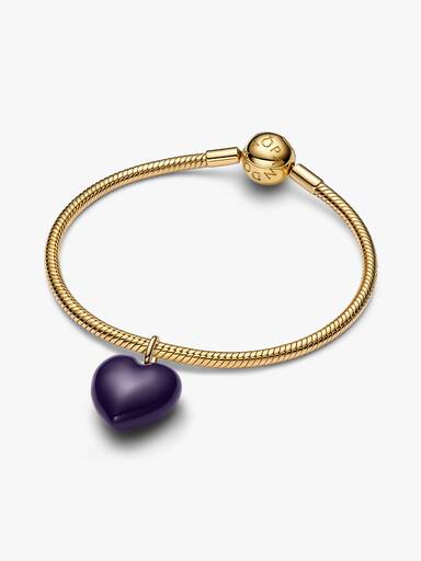 Purple Puffy Heart Dangle Charm