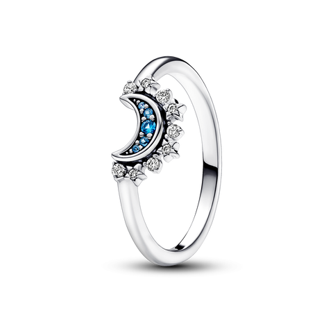 Celestial Blue Sparkling Moon Ring