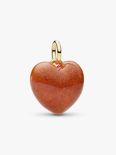 Orange Puffy Heart Dangle Charm