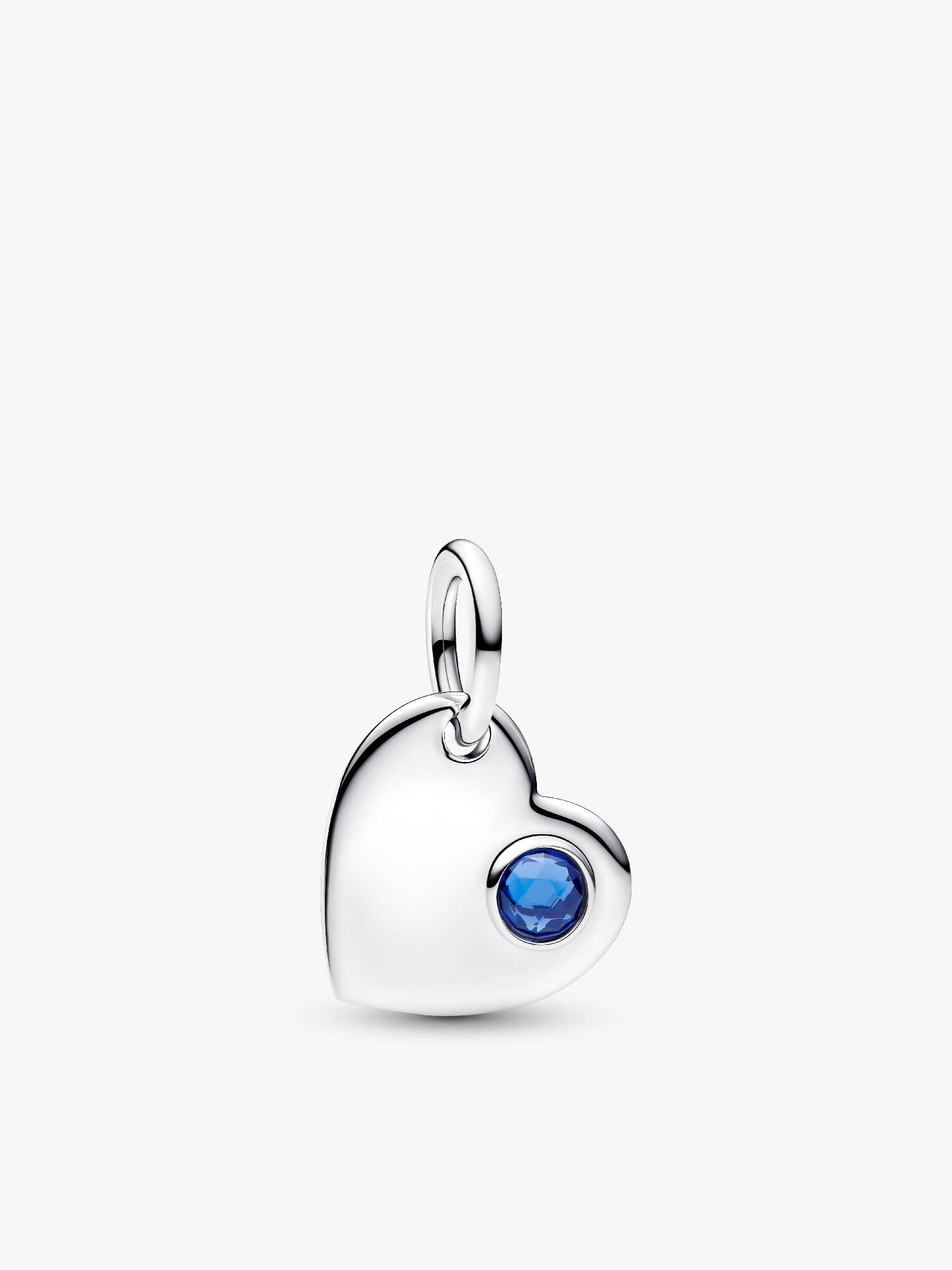 September Engravable Heart Blue Stone Dangle Charm