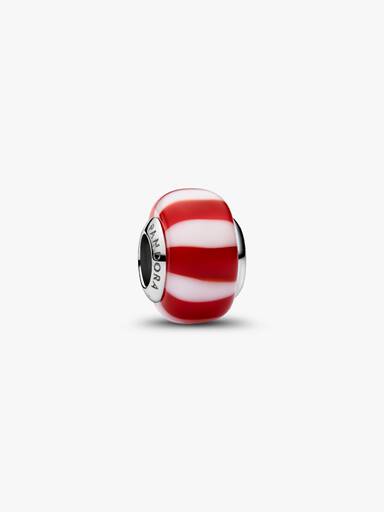 Red Peppermint Murano Glass Charm