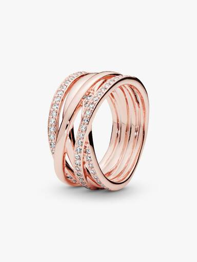 Pandora Rose Sparkling & Polished Lines Ring