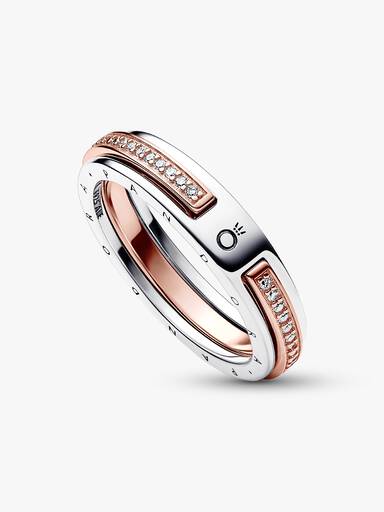 Pandora Signature Two-Tone Logo & Pavé Ring