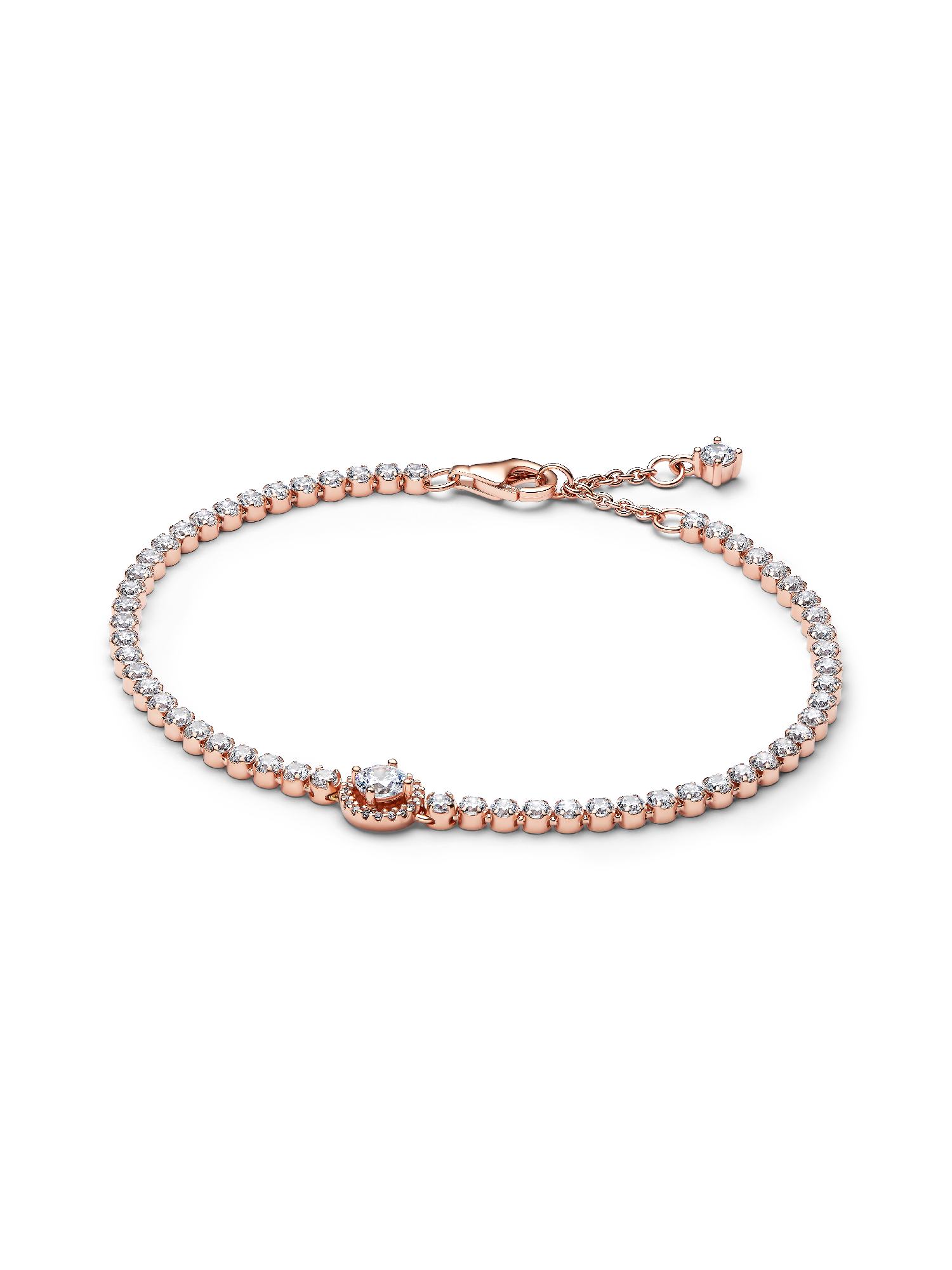 Sparkling Halo Tennis Bracelet | Rose gold plated | Pandora SG