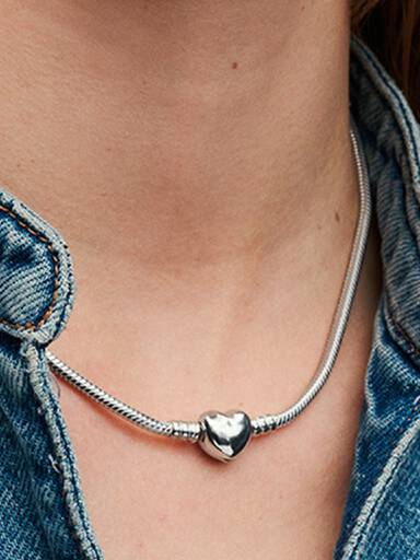 Heart Clasp Snake Chain Necklace