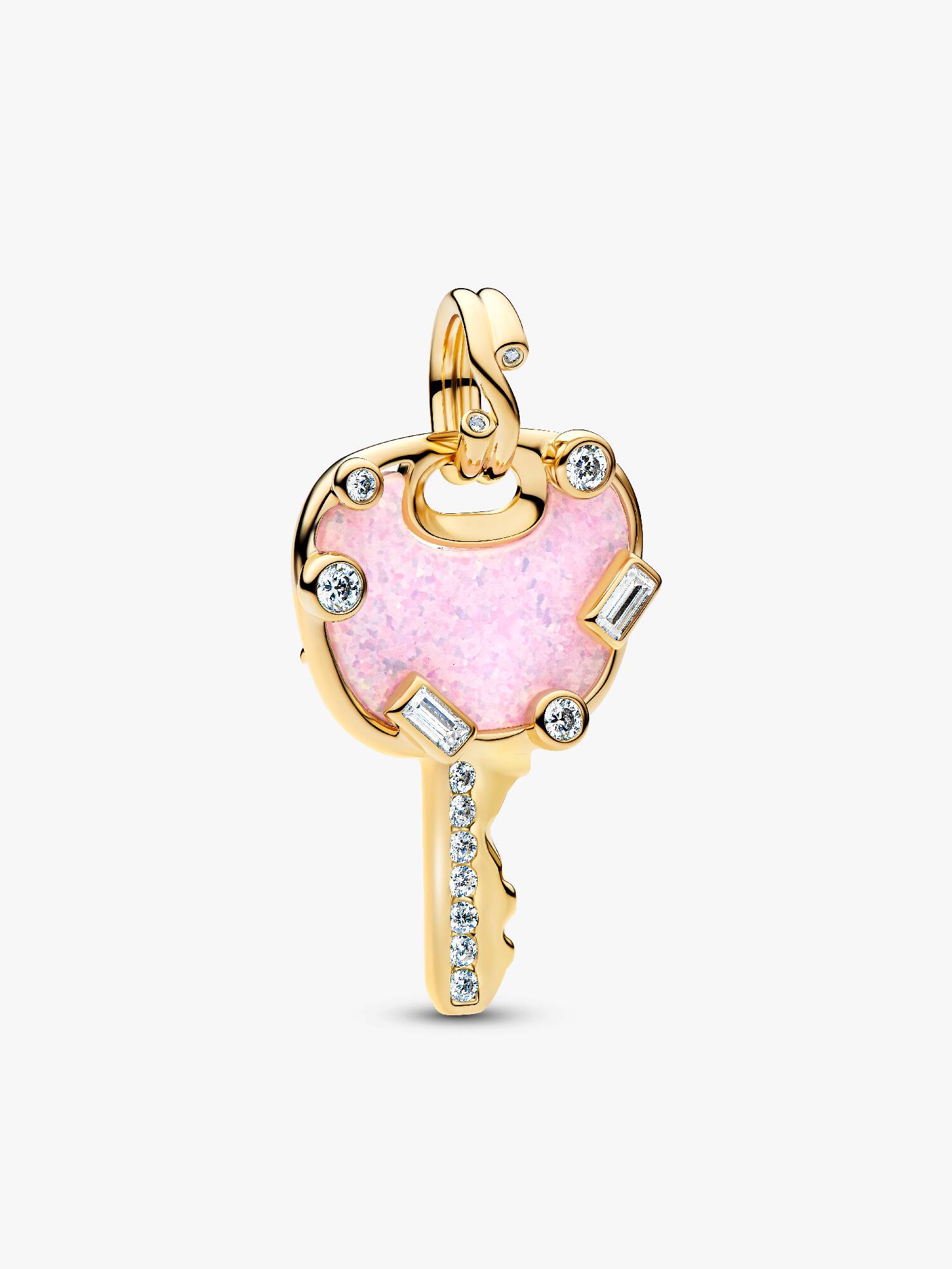 Opalescent Pink Love Key Large Dangle Charm