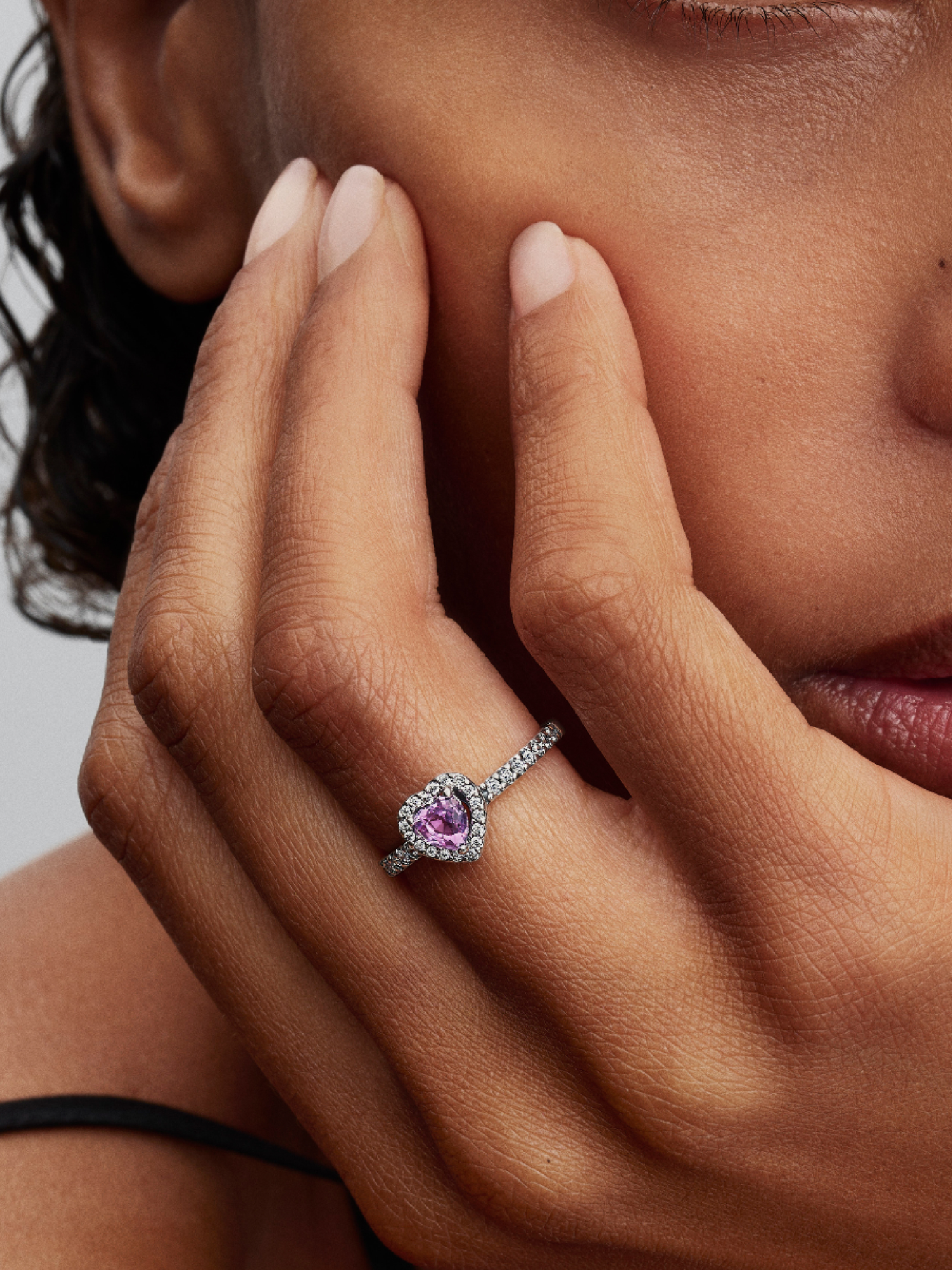 Elevated Light Purple Heart Ring | Sterling silver | Pandora SG