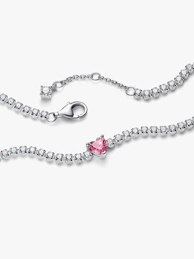 Pink Sparkling Heart Tennis Bracelet