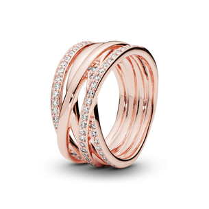 Pandora Rose Sparkling & Polished Lines Ring