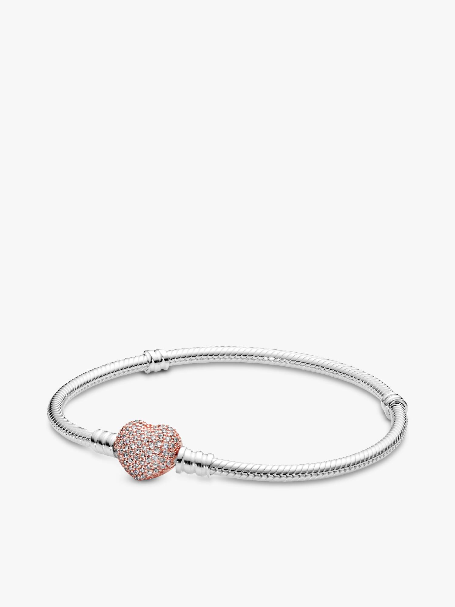 Pavé Heart Clasp Snake Chain Bracelet