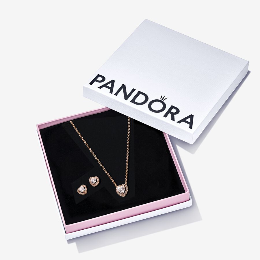 Gold Heart Necklace and Earrings Gift Set image number 0