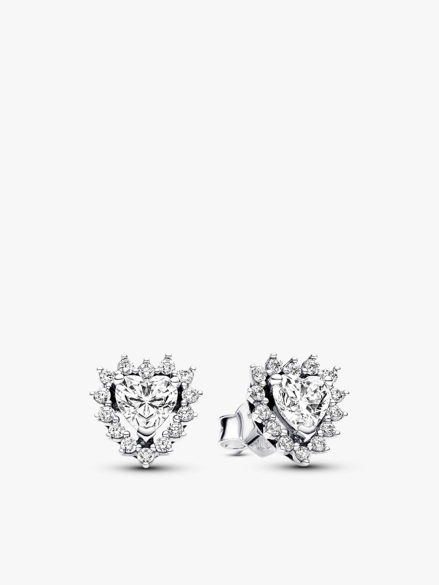 Sparkling Heart Halo Stud Earrings