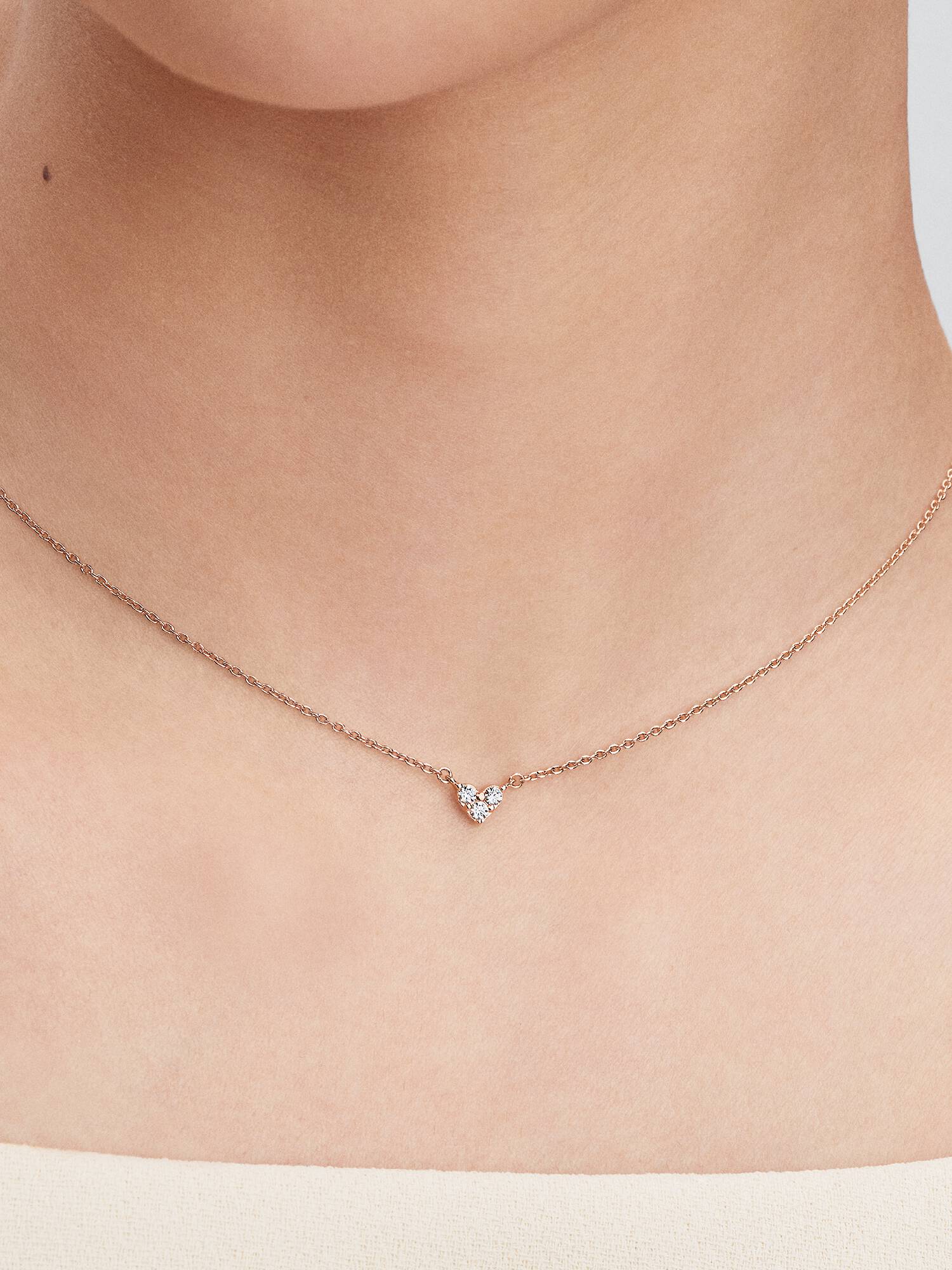 Triple Stone Heart Collier Necklace