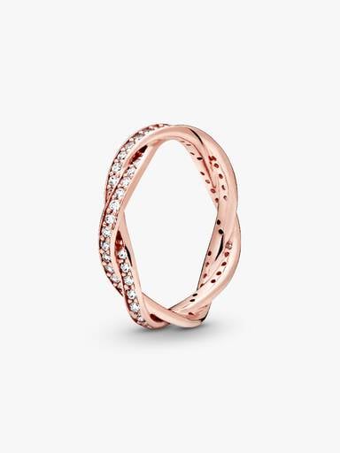 Pandora Rose Sparkling Twisted Lines Ring