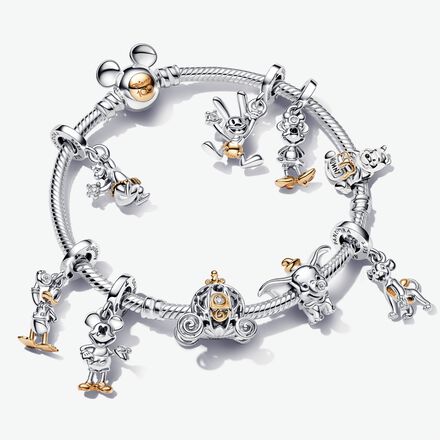 Pandora Moments Studded Chain Bracelet Triple Dangle Charm Set