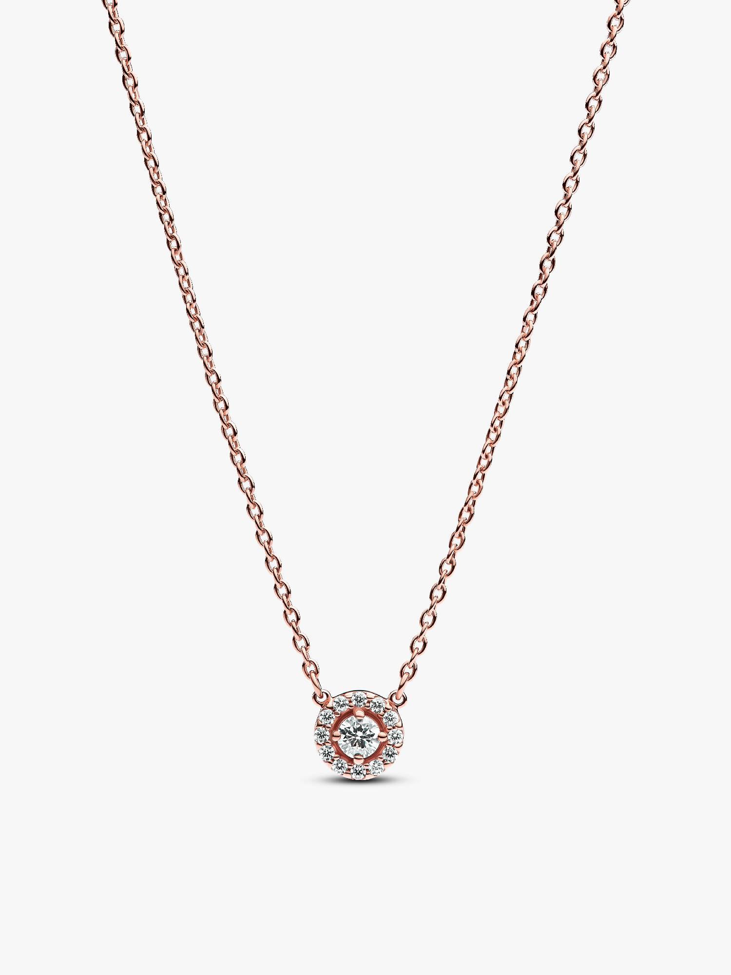 Round Pavé Halo Pendant Necklace