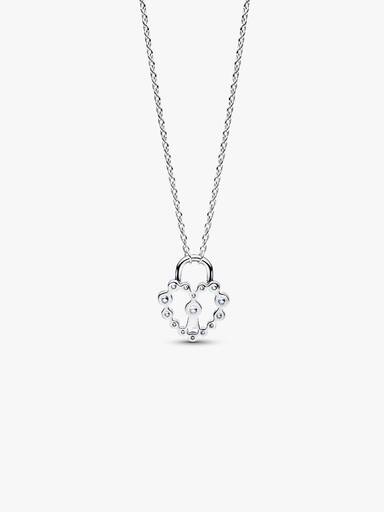 Sparkling Heart Padlock Pendant Necklace