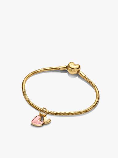 Pink Mother & Daughter Splittable Dangle Charm and Bracelet Set