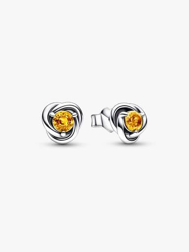 November Crystal Birthstone Eternity Circle Stud Earrings