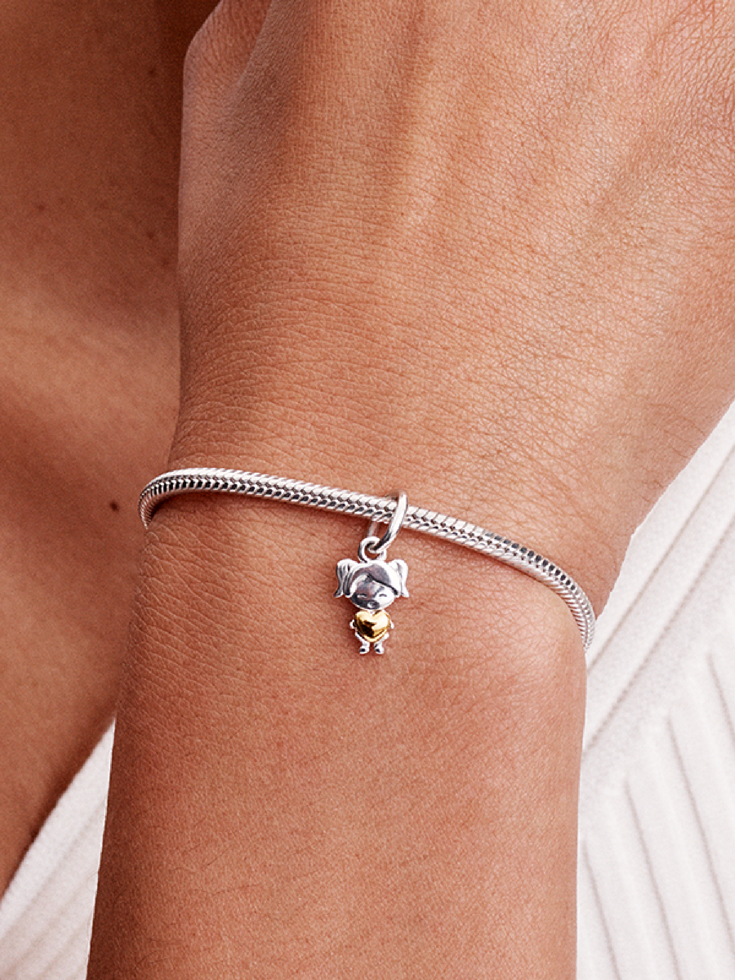 Happy Girl Dangle Charm | Two-tone | Pandora SG