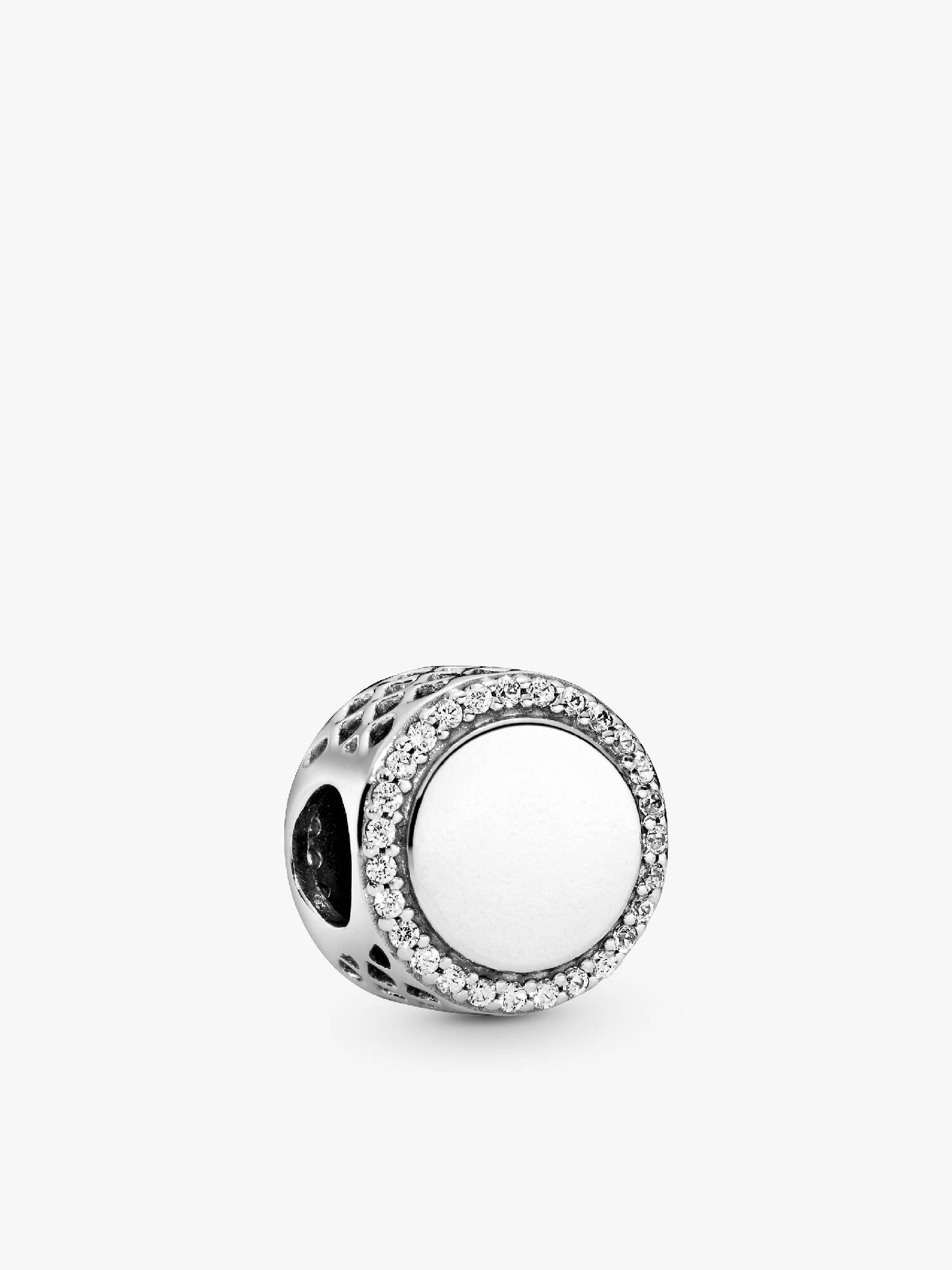Silver charm with clear cubic zirconia