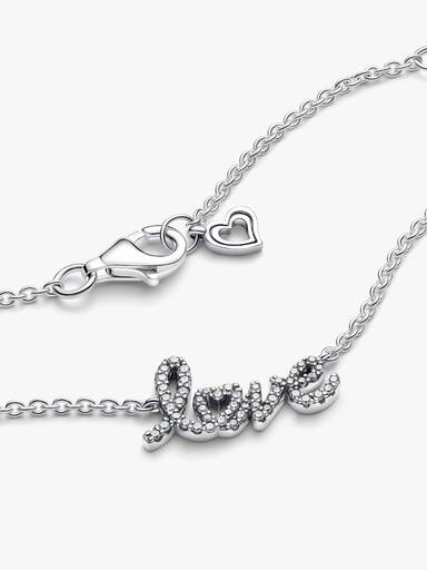 Sparkling Handwritten Love Collier Necklace